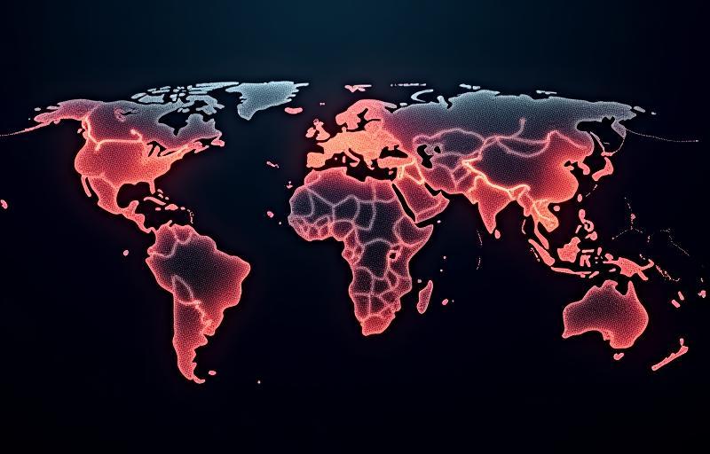 Abstract map showing cyber attack origins